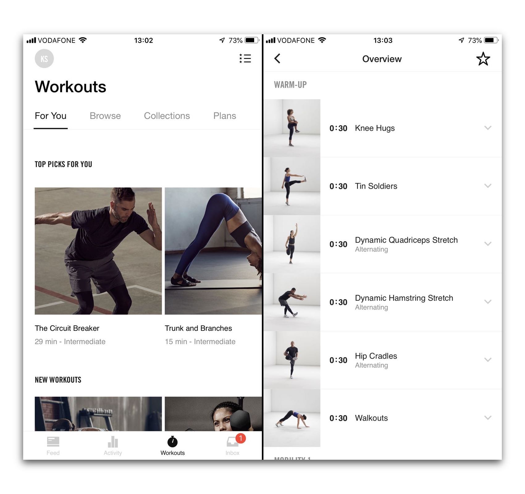 Fitness Application - Nike Workouts Library